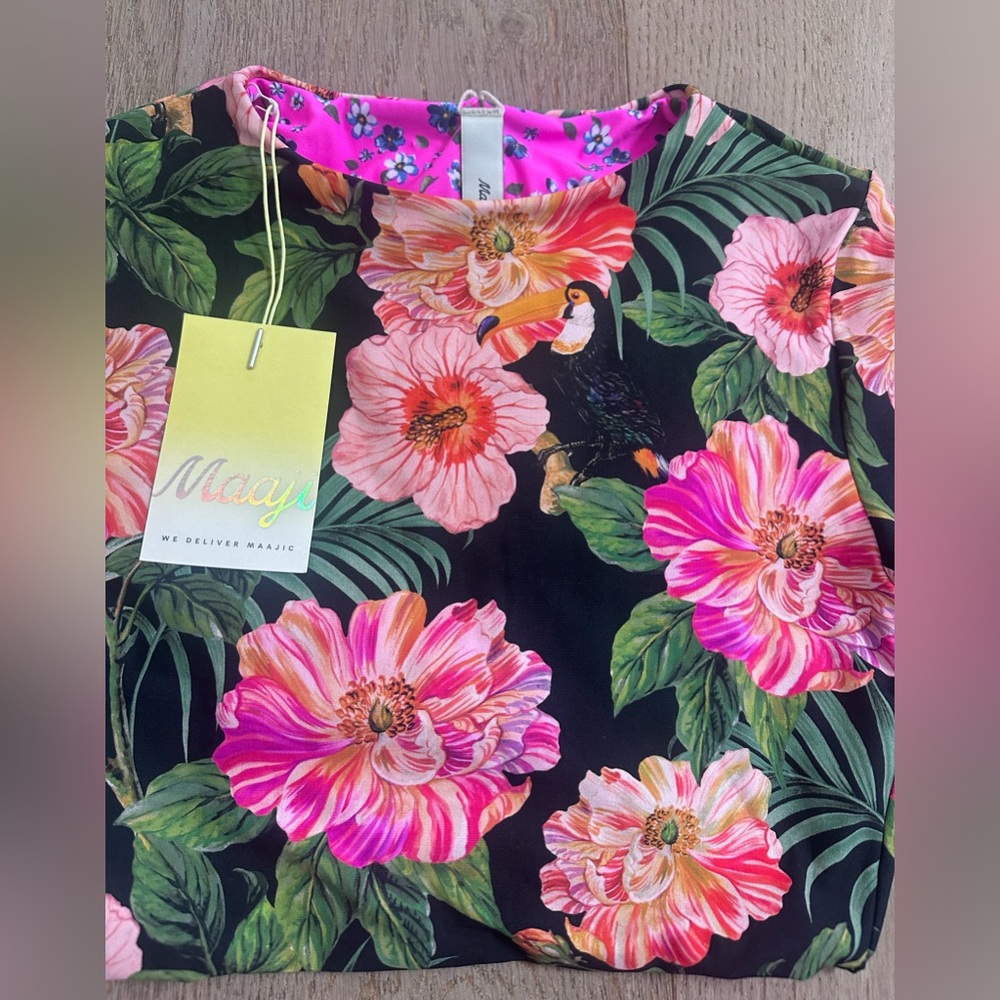 Maaji Long Sleeve Bikini Set Tropical Floral with Toucans Print - Picture 4 of 6